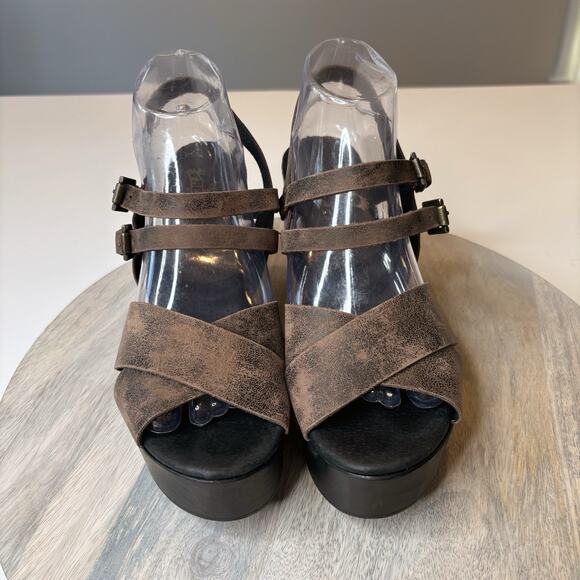 FreeBird By Steven Ali Women's Brown Leather Sandals Mules Shoes US Size 9 - Picture 4 of 13